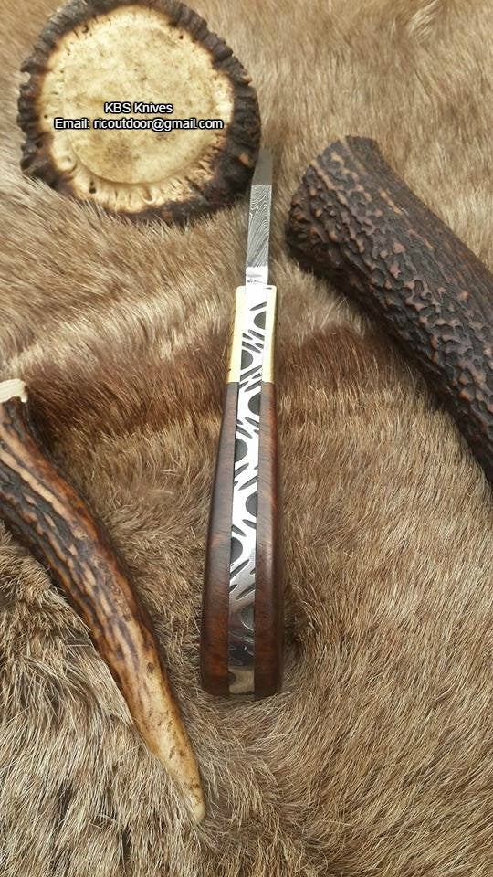 Custom Handmade Skinner Blade with Engraved Rosewood Handle