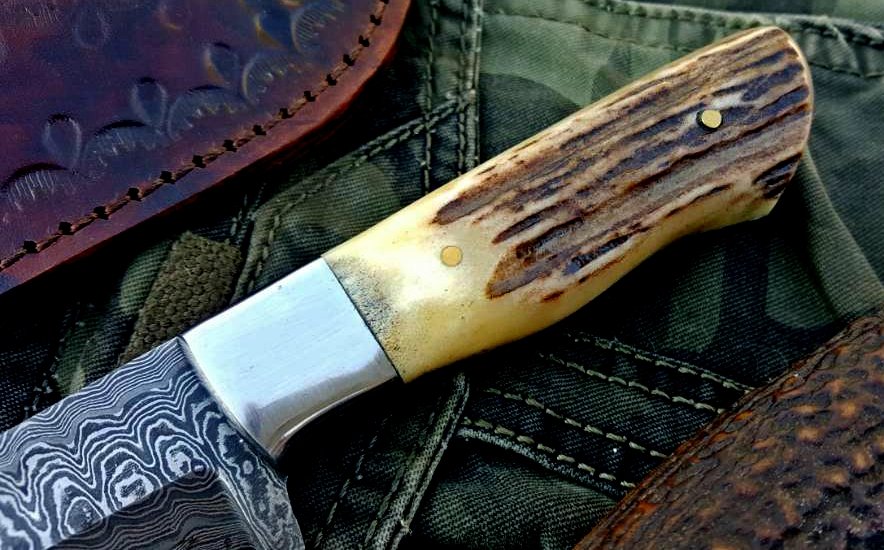 Custom Handmade Twist Damascus Steel EDC Skinning Knife