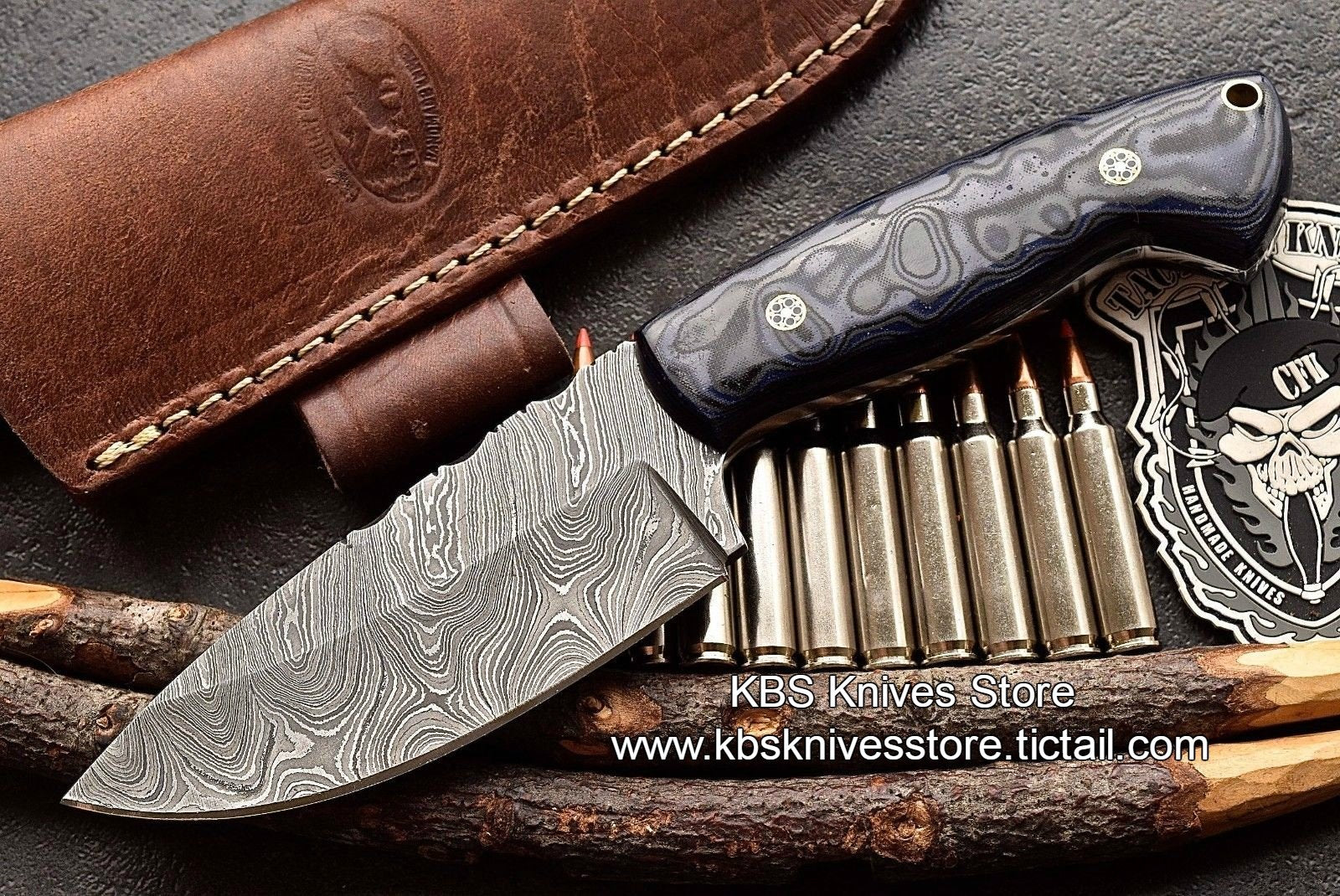 Custom Handmade Twist Damascus WIDE Deer - Elk Hunting Skinner EDC Knife