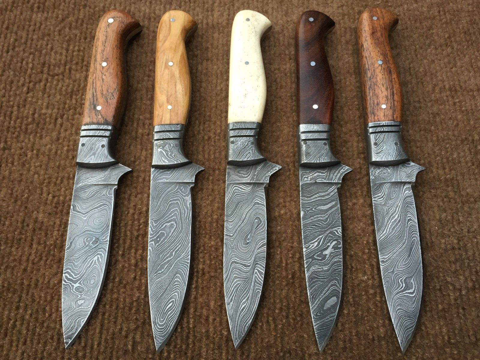 Beautiful Custom Handmade Damascus Steel Steak Knives