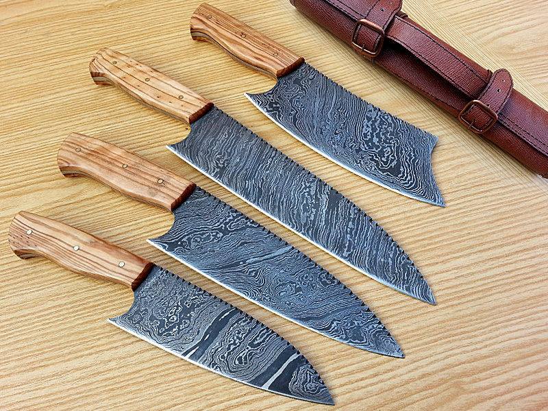 Damascucs steel kitchen knives set