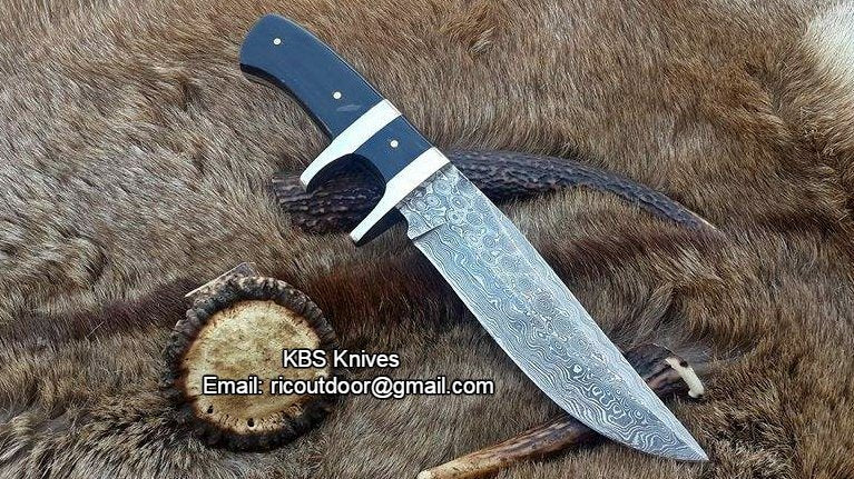 Stealth Hunter Custom Handmade Damascus Fixed-Blade Hunting Knife for Hunters 10 Inches KBS Knives Store