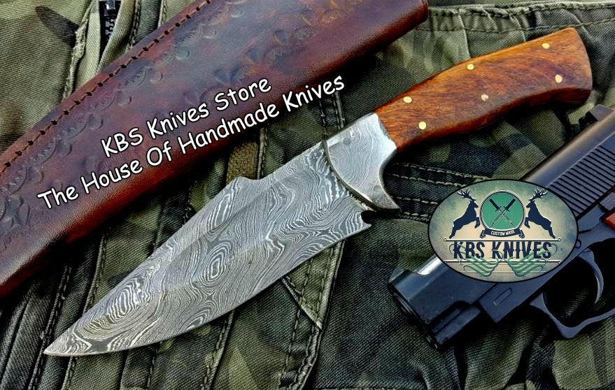 Custom Handmade Damascus Steel Hunting Skinning Camping Knife