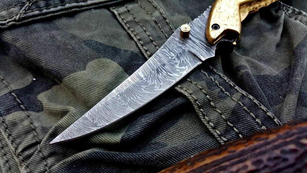 Custom Handmade Damascus Steel Folding Pocket Knife