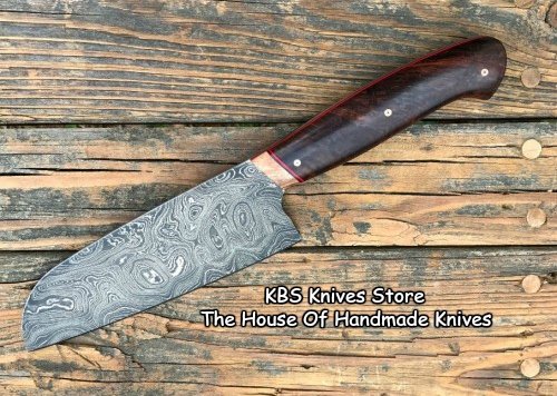 Full Tang Custom Handmade Damascus Steel Santoku Chef Knife