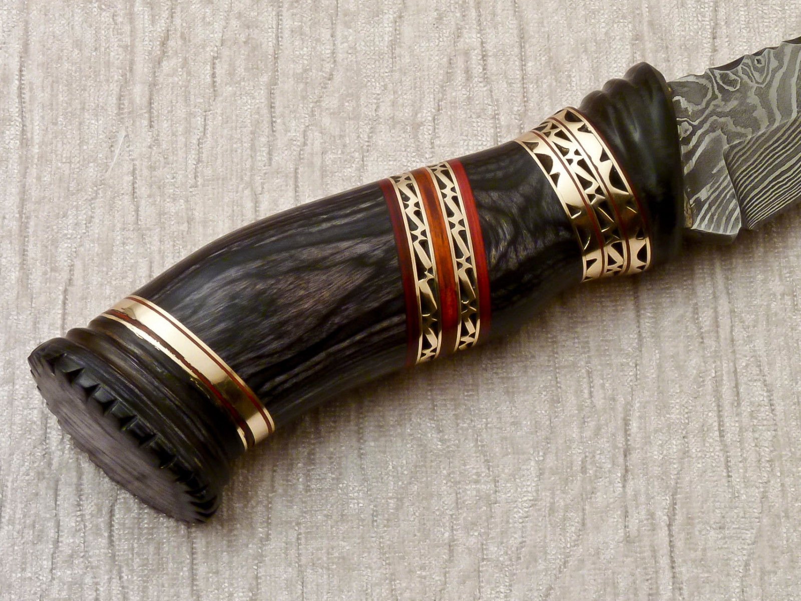 Custom Handmade Damascus Hunting Knife with Leather Sheath