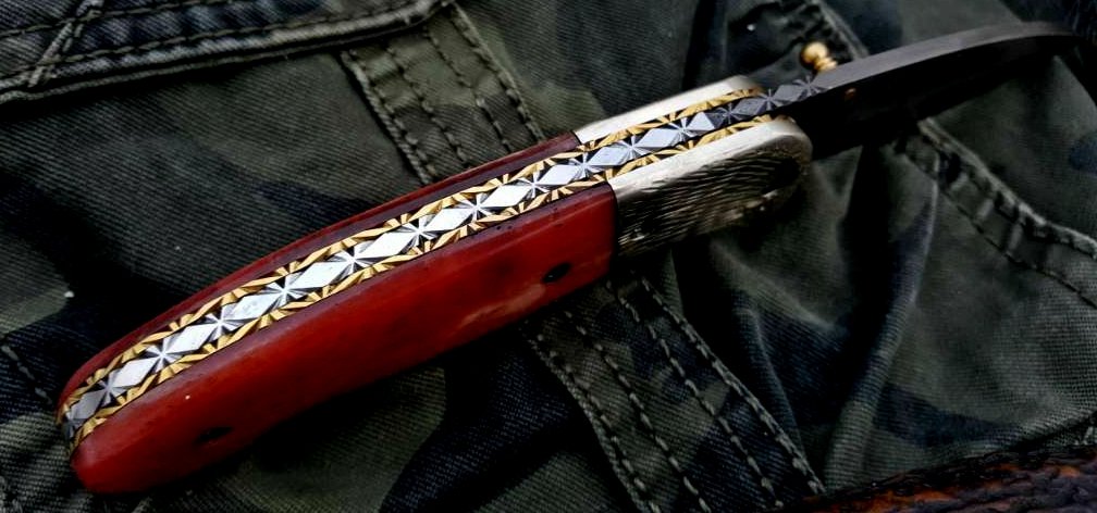 Custom Handmade Damascus Steel Folding Pocket Knife