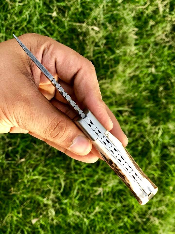 Beautiful Custom Handmade Damascus Steel EDC back Lock Pocket knife