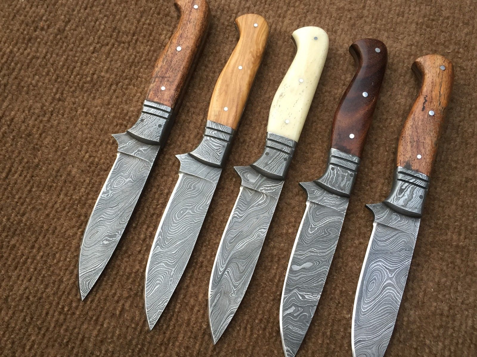 Beautiful Custom Handmade Damascus Steel Steak Knives