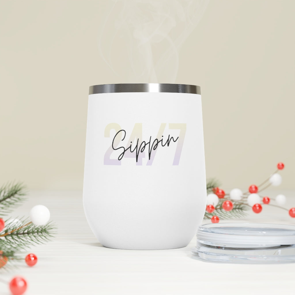Sippin Insulated Wine Tumbler 12oz for Hot or Cold Liquid
