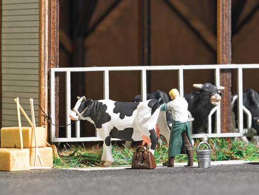 Busch 7930 HO Scale Inseminator Cow with Vet Figure, Medical Bag