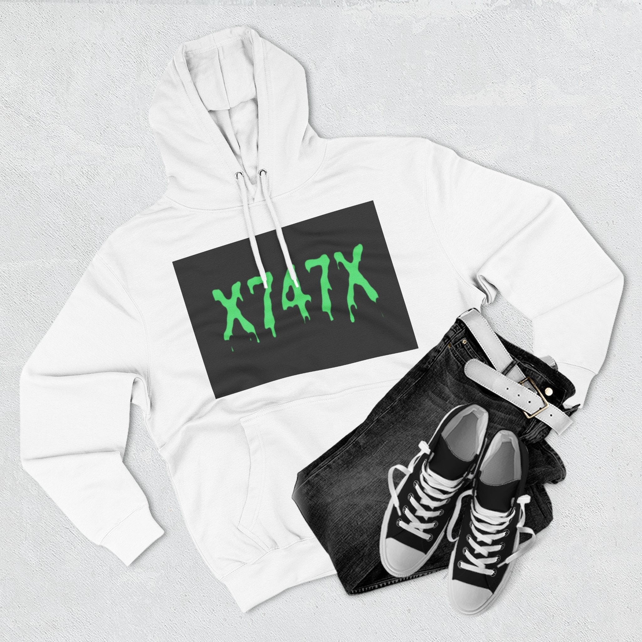 Fleece Hoodie - Neon Green X747X Skateboard Design