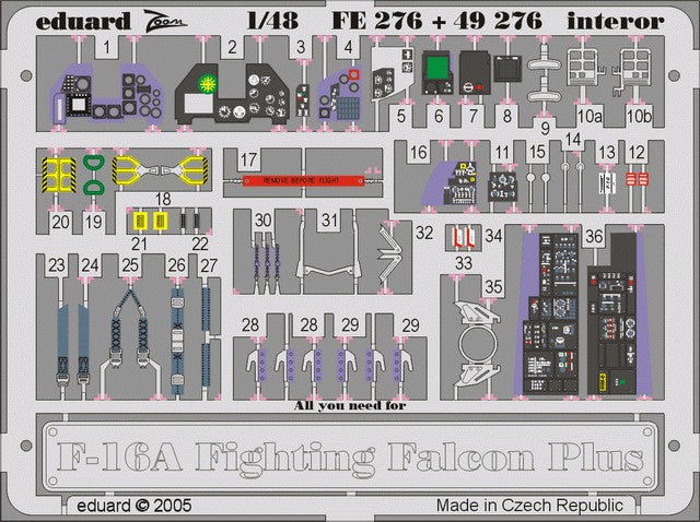 Eduard 49276 1/48 Aircraft- F16A Interior for HSG (Painted)