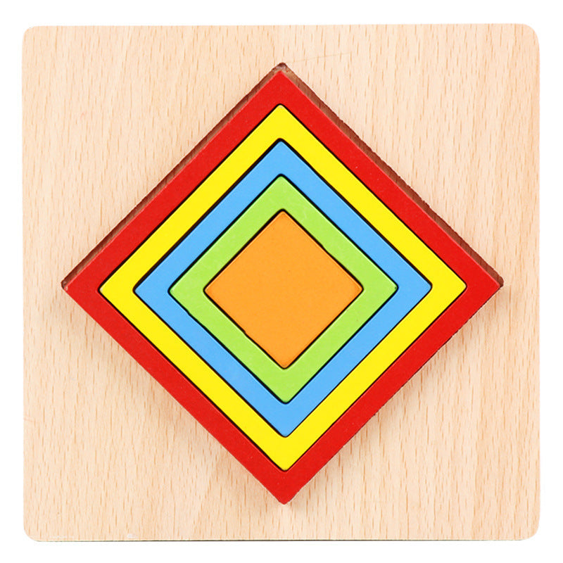Wooden Geometric Shape Puzzle – Educational Cognitive Toy for Kids
