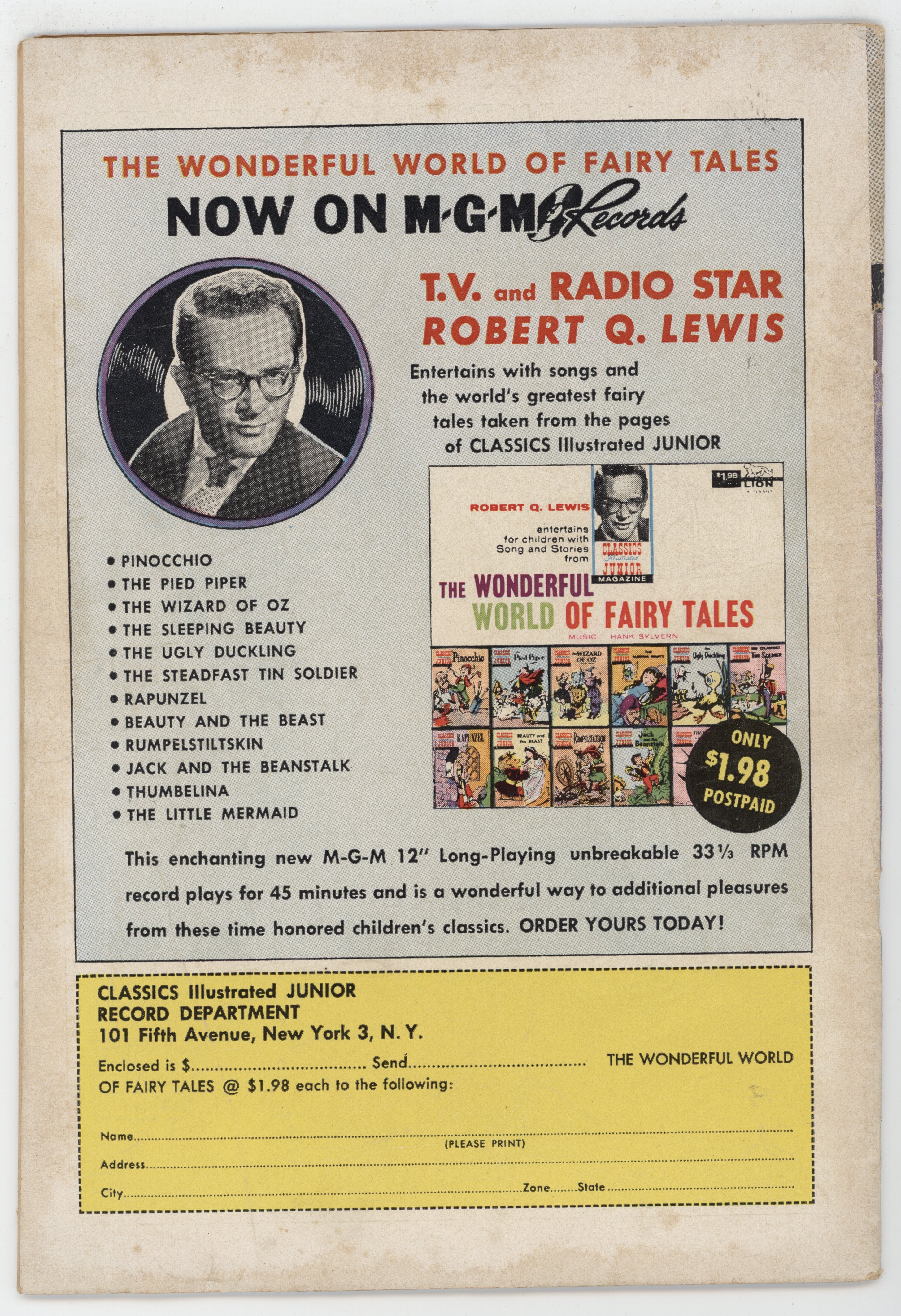 Classics Illustrated Junior 558 Gilberton 1959 VG Magic Dish