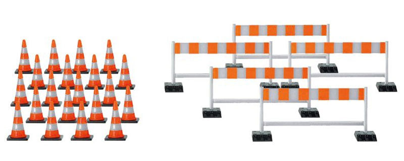 Herpa 052566 1/87 Scale Traffic Control Devices - 20 Cones 5 Barriers