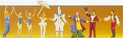Preiser 20254 HO Scale Circus Ring Master, Clowns (2), Animal Trainer, Acrobats