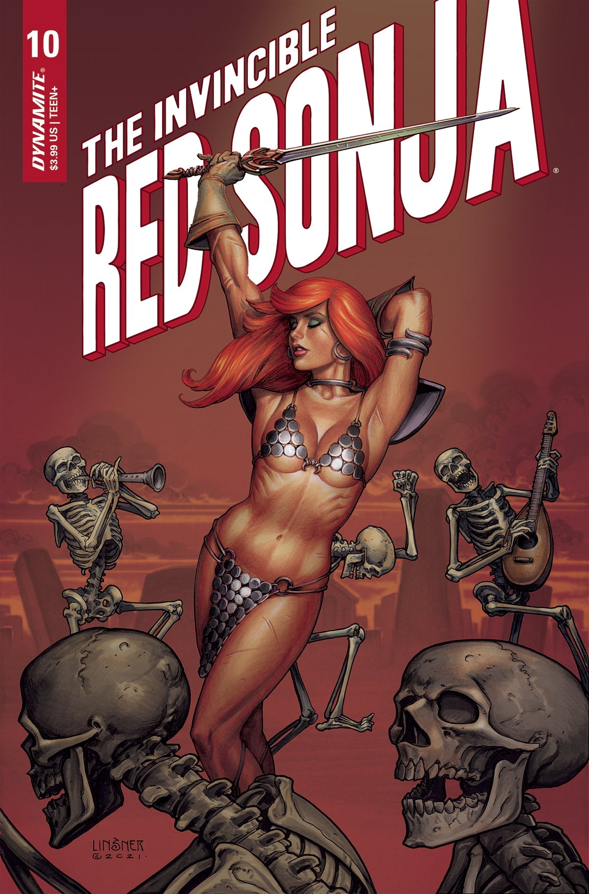 Invincible Red Sonja #10 B Joseph Michael Linsner Variant (09/07/2022) Dynamite