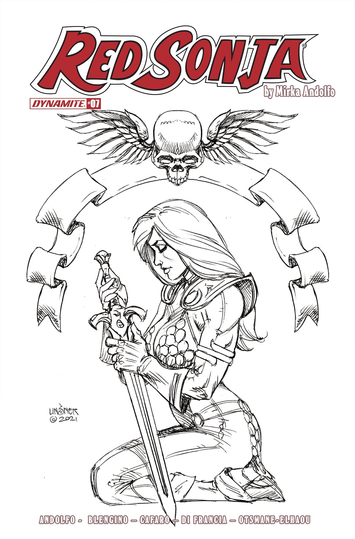 Red Sonja (2021) #7 H 1:25 Joseph Michael Linsner B&W Variant (03/23/2022) Dynamite