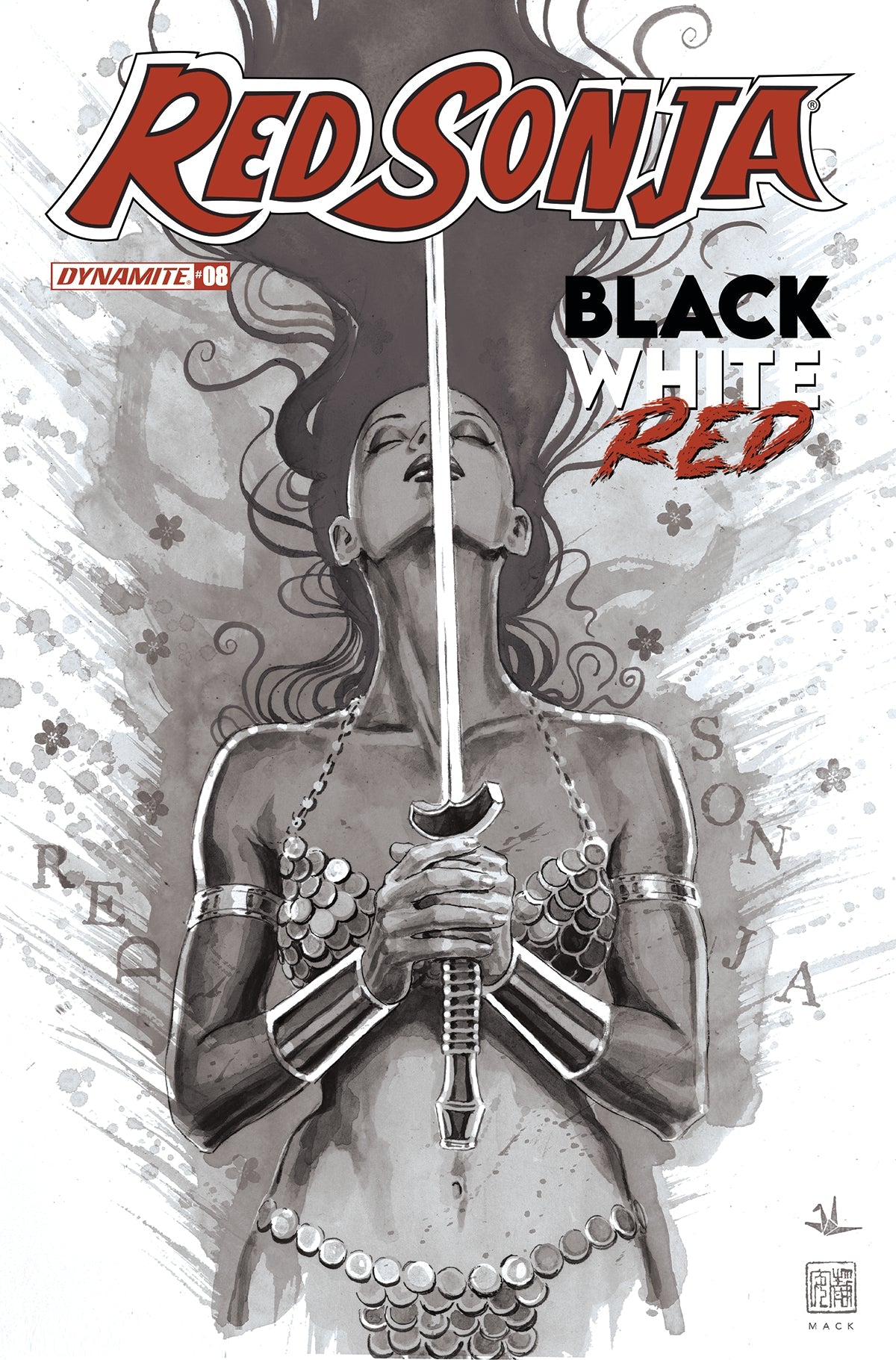 Red Sonja Black White Red #8 H 1:30 David Mack B&W Variant (03/09/2022) Dynamite