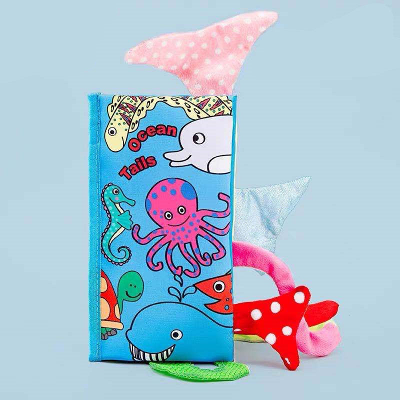 Baby Cloth Book Toy – Soft Sensory Activity Book with Animal Tails