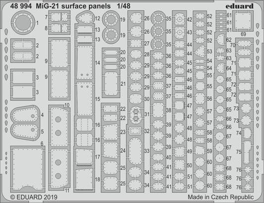 Eduard 48994 1/48 Aircraft- MiG21 Surface Panels for EDU (D)