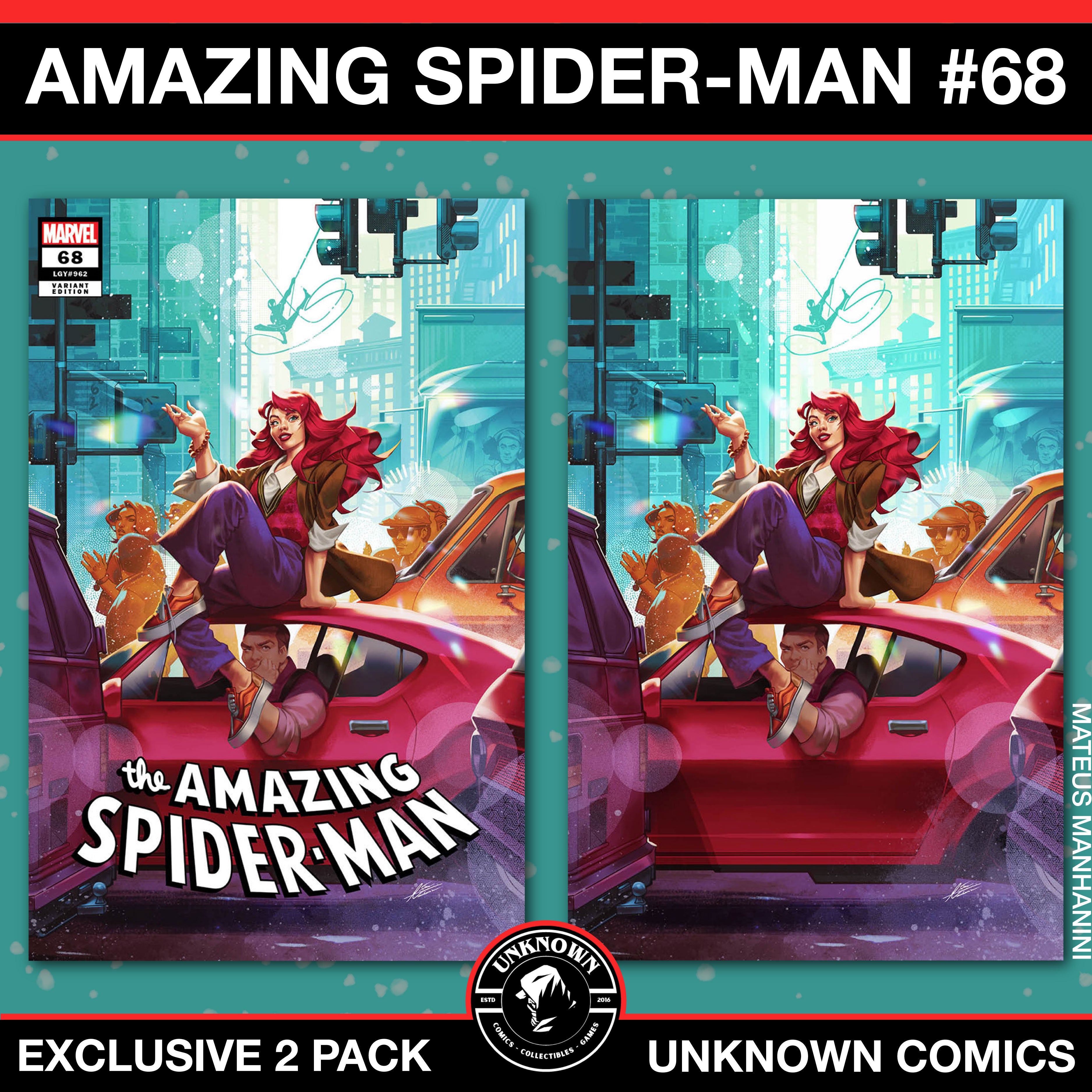 [2 PACK] Amazing Spider-Man #68 Unknown Comics Exclusive Mateus Manhanini Var (02/26/2025)