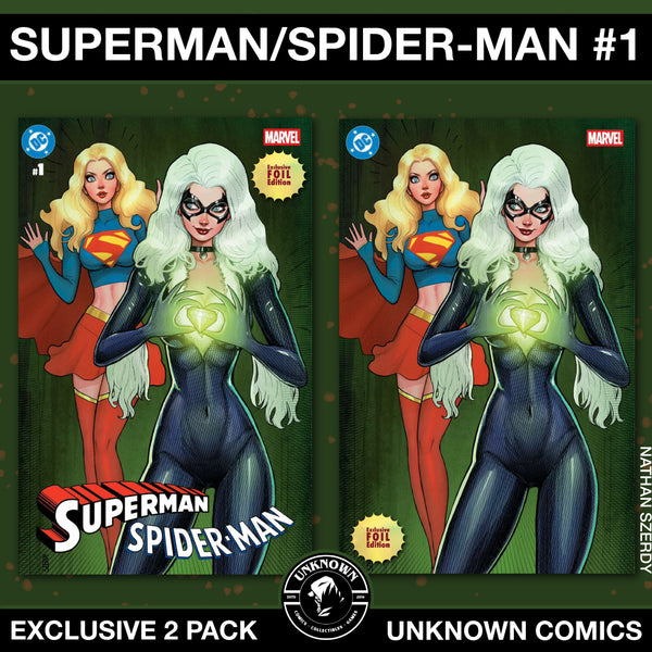 2 PACK] [FOIL] SUPERMAN SPIDER-MAN #1 NATHAN SZERDY EXCLUSIVE VAR (03