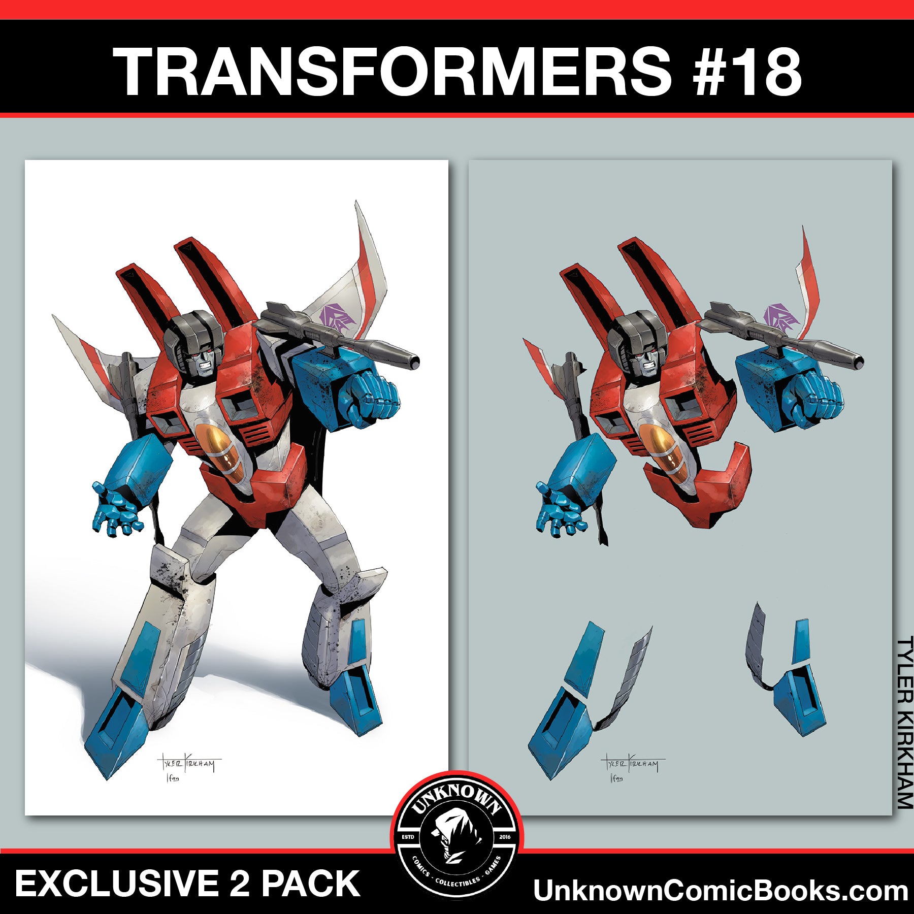 [2 PACK] Transformers #18 | Transformers #18 Negative Space Var Unknown Comics Exclusive Tyler Kirkham Var (02/19/2025)