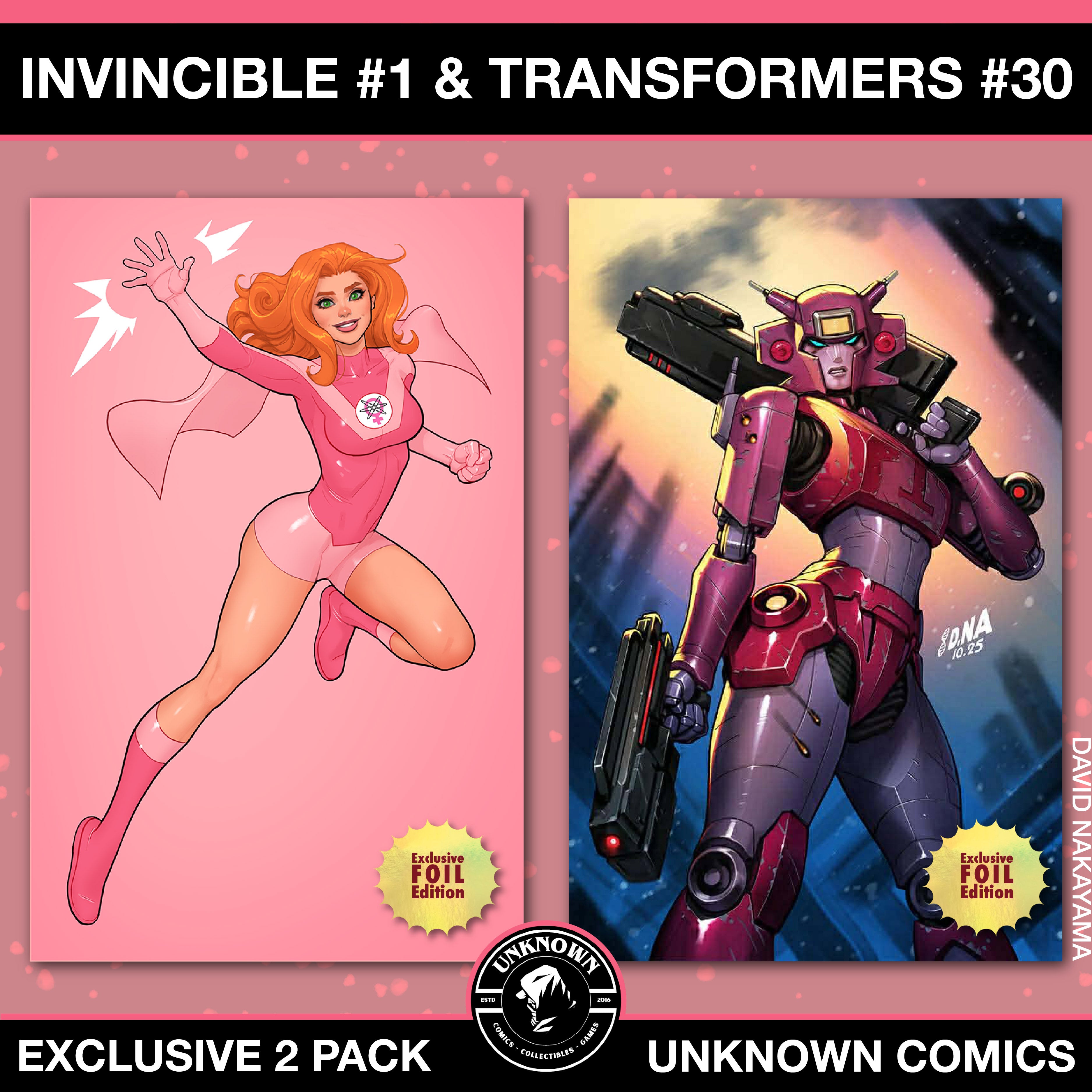 [2 PACK][FOIL] INVINCIBLE #1 | TRANSFORMERS #30 DAVID NAKAYAMA MEGACON 2026 EXCLUSIVE VAR