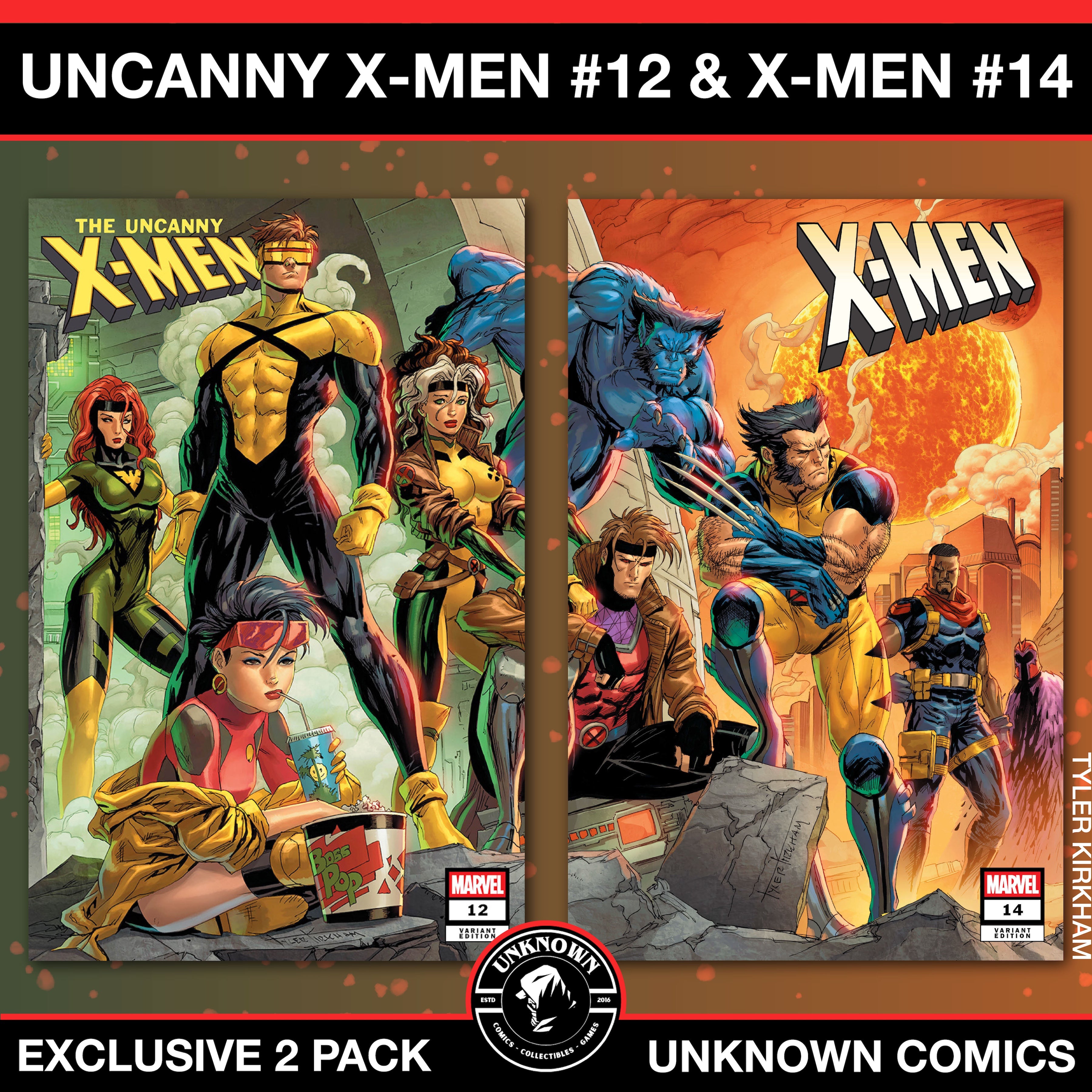 [2 PACK] Uncanny X-Men #12 | X-Men #14 Unknown Comic Tyler Kirkham Connecting Covers Exclusives (04/02/2025)