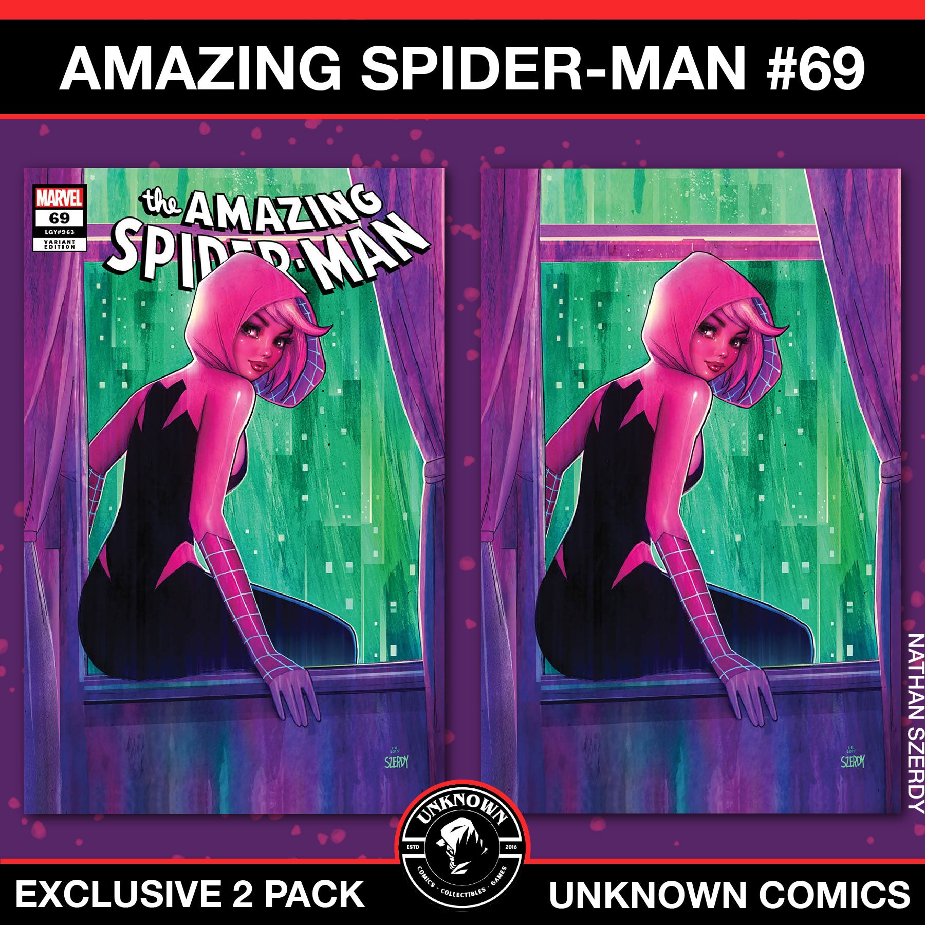 [2 PACK] Amazing Spider-Man #69 Unknown Comic Nathan Szerdy Exclusive Var (03/12/2025)