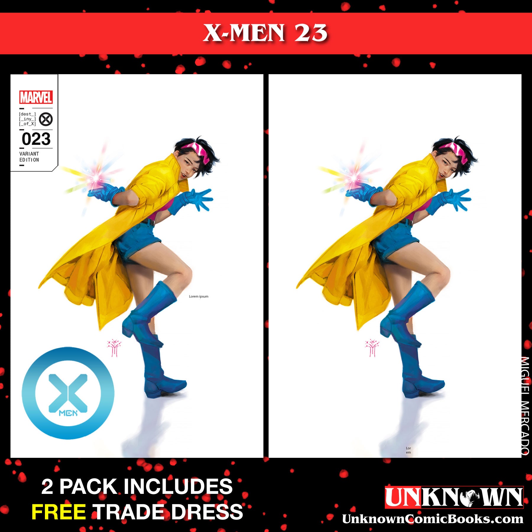 [2 PACK] **FREE TRADE DRESS** X-MEN #23 UNKNOWN COMICS MIGUEL MERCADO EXCLUSIVE VOGUE VAR (06/07/2023)