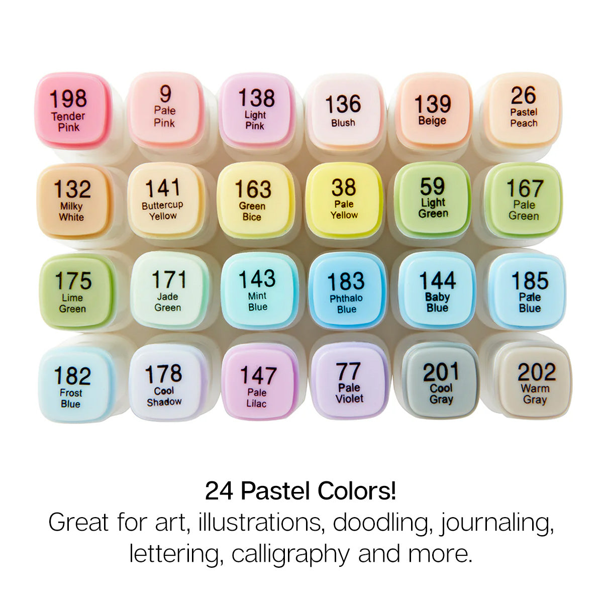 Double-Ended Alcohol Markers 24 Pastel Colors