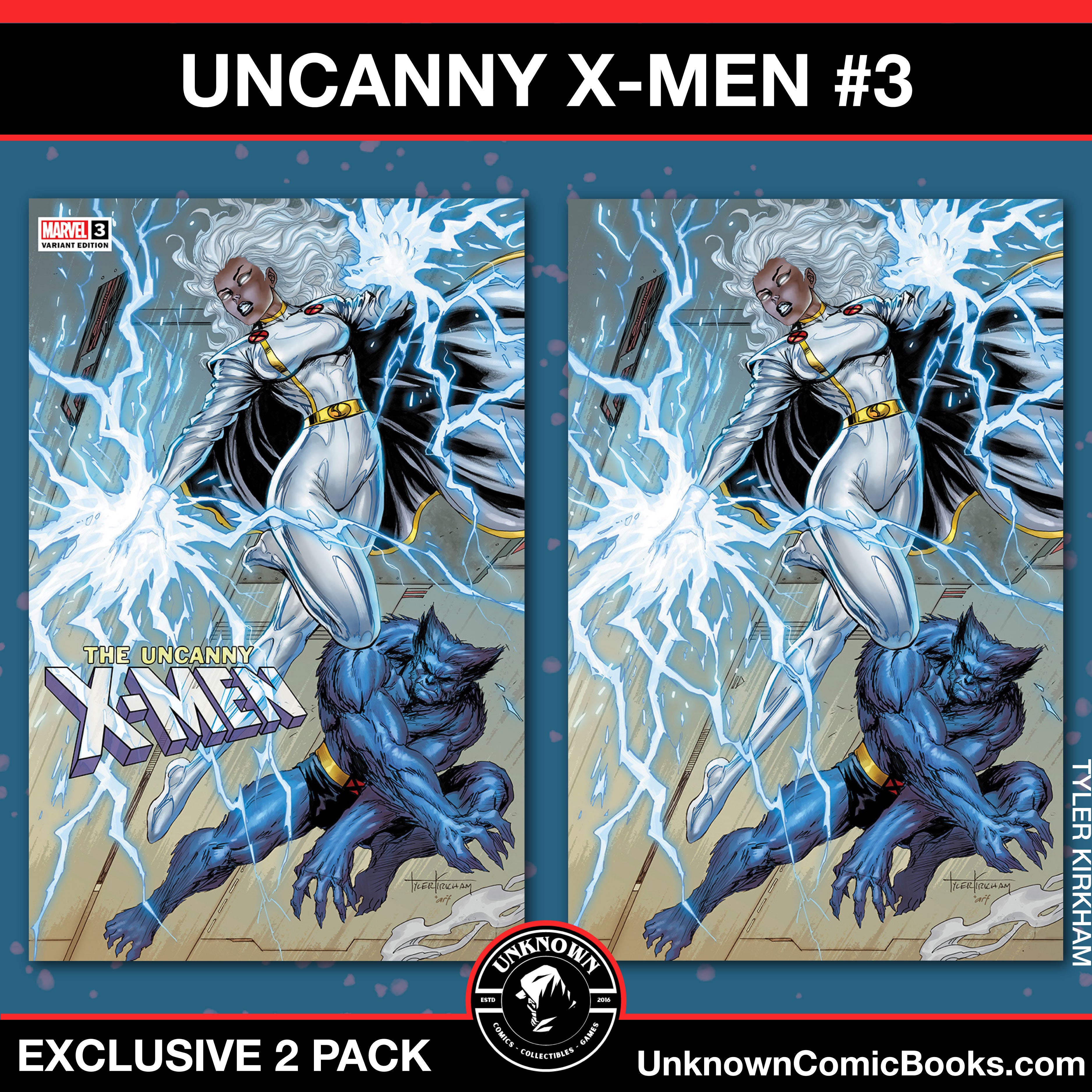 [2 Pack] Uncanny X-Men #3 Unknown Comics Exclusive Tyler Kirkham Connecting Var (09/25/2024)