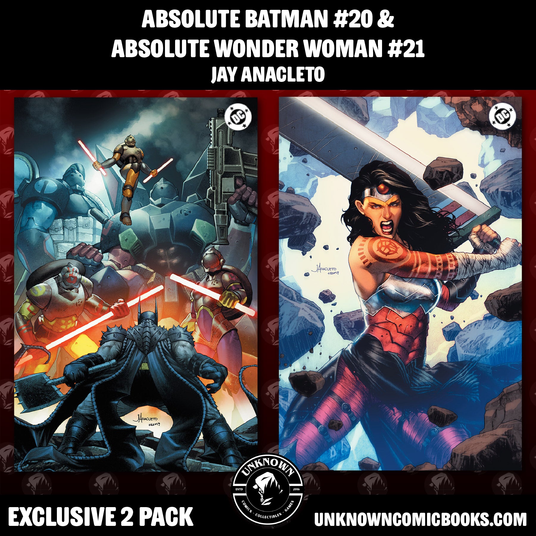 [2 PACK] ABSOLUTE BATMAN #20 EXCLUSIVE BONUS JAY ANACLETO EXCLUSIVE VIRGIN VAR (05/13/2026) & ABSOLUTE WONDER WOMAN #21 JAY ANACLETO EXCLUSIVE VIRGIN VAR (06/24/2026)