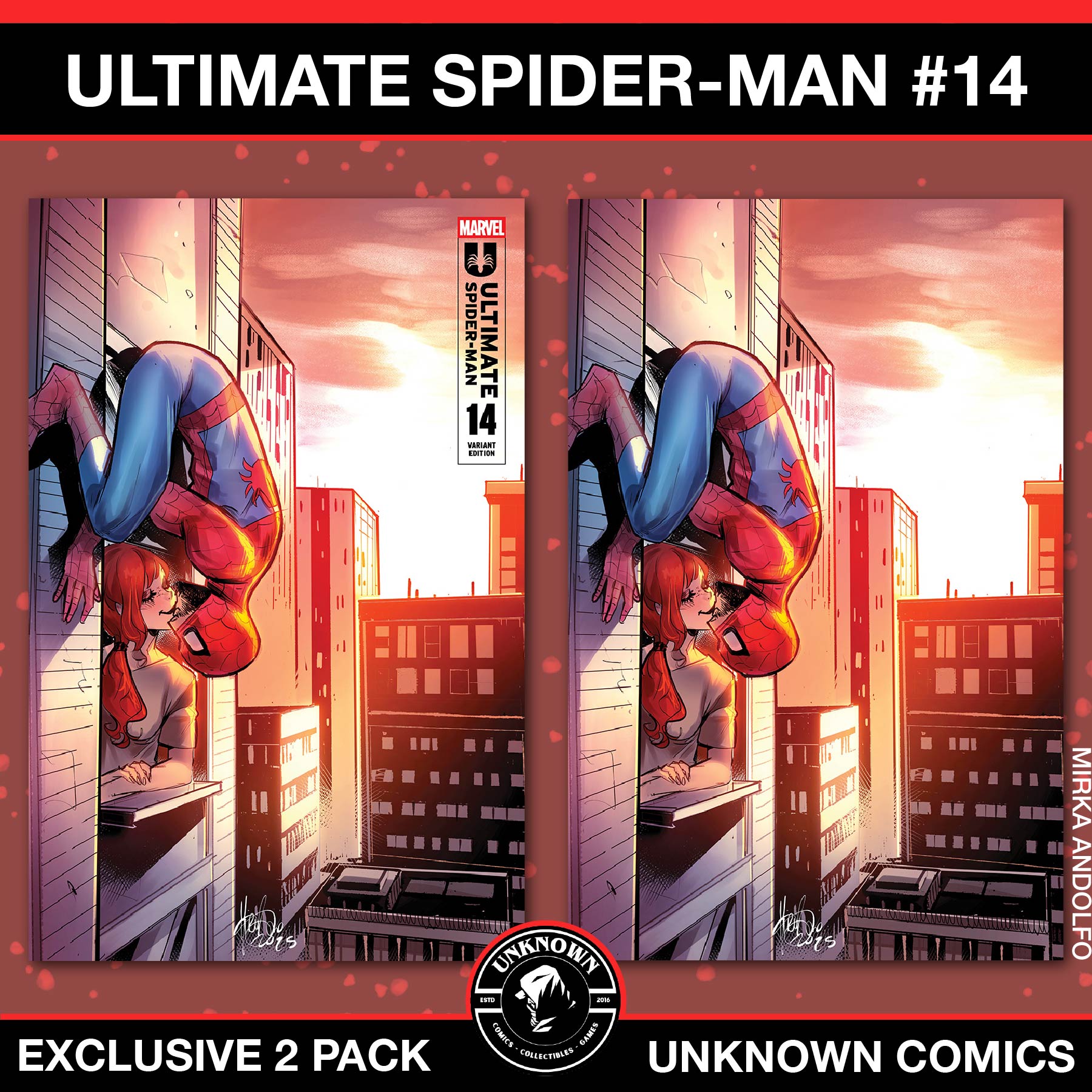 [2 PACK] Ultimate Spider-Man #14 Unknown Comic Mirka Andolfo Exclusive Var (02/12/2025)