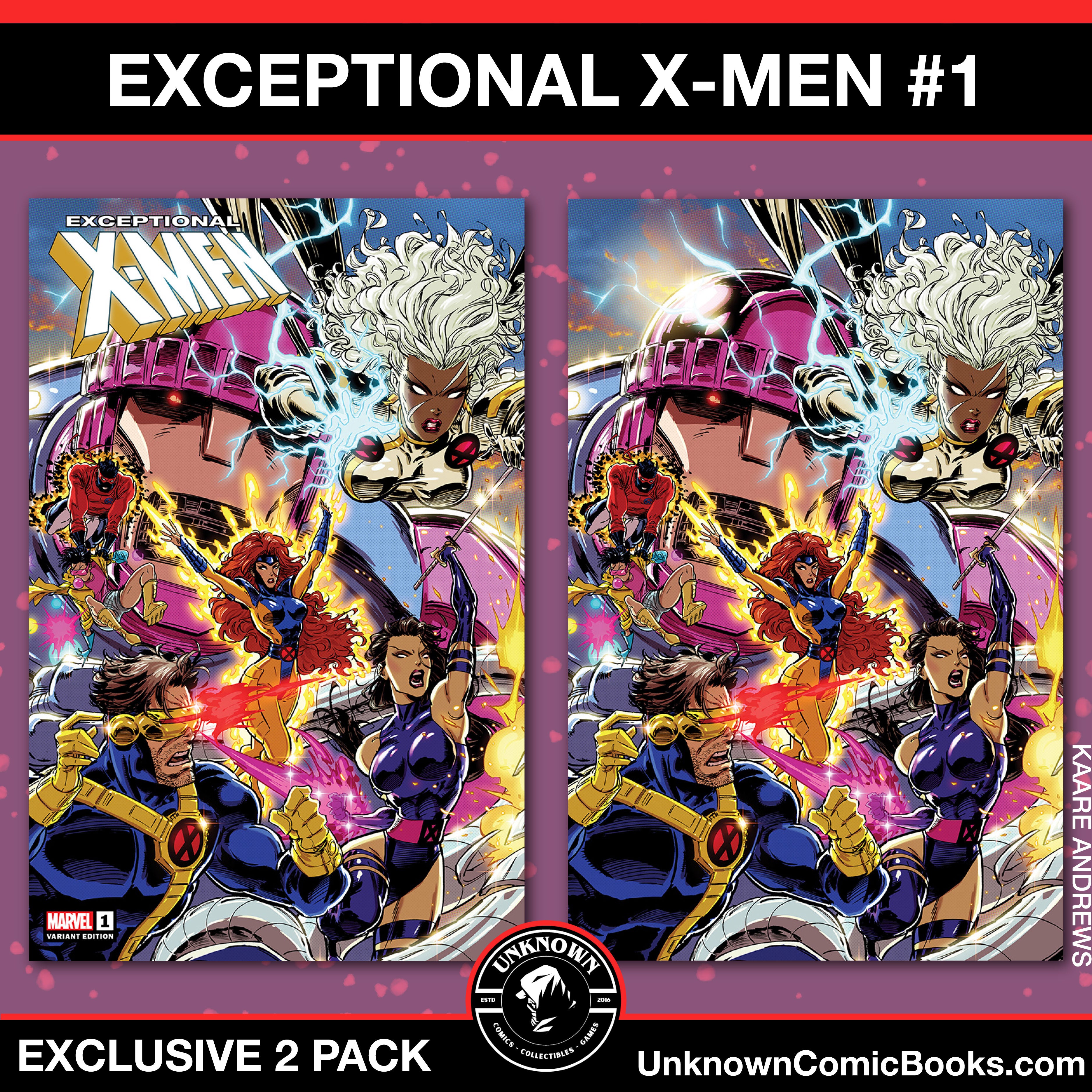 [2 Pack] Exceptional X-Men #1 Unknown Comics Kaare Andrews Exclusive Connecting Var (09/04/2024)