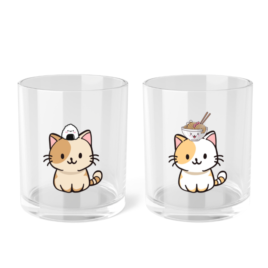 Kawaii Cat Foodie Mug Set (2 Pcs)