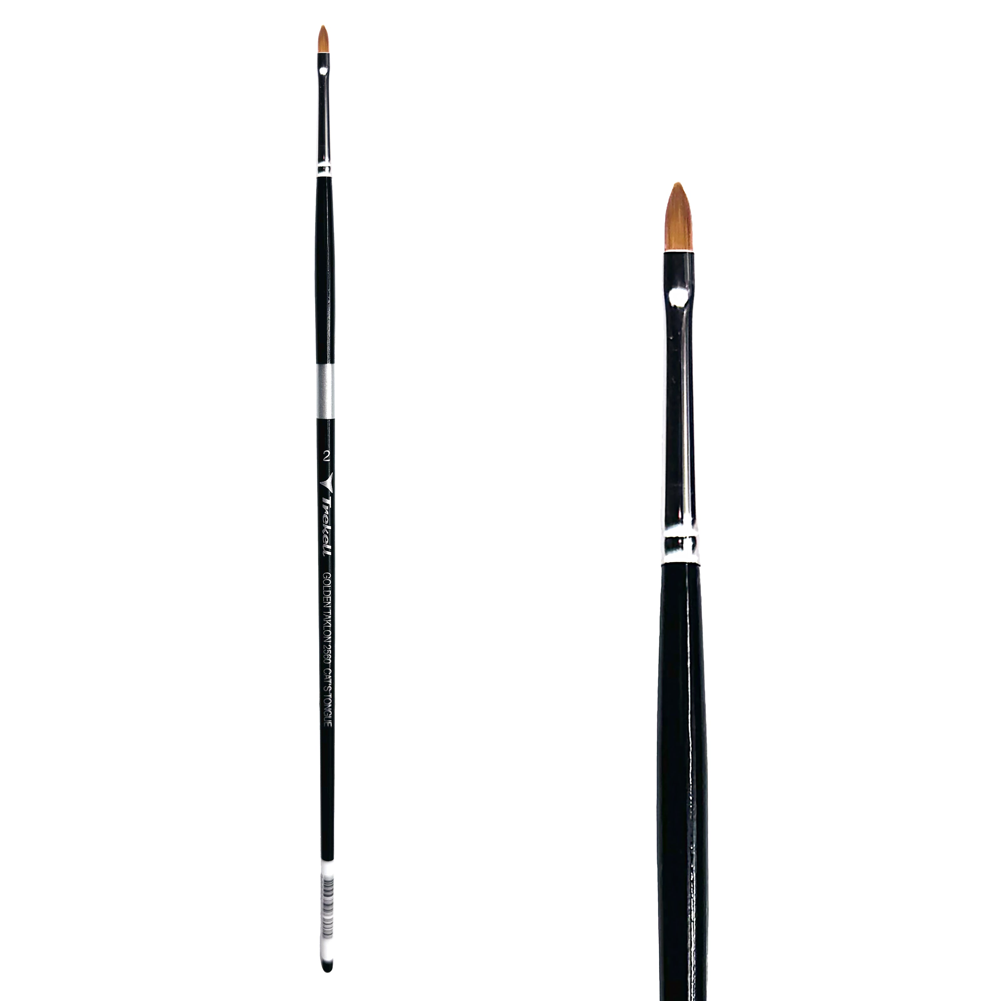 Trekell Golden Taklon Long Handle Artist Brush -  Size #2 Cat's Tongue