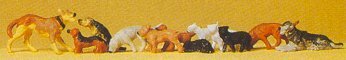 Preiser 14165 HO Scale Cats & Dogs -- Assorted pkg(12)