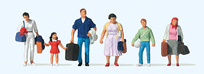 Preiser 10784 HO Scale Travelers Carrying Luggage -- pkg(6)