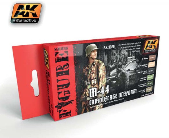 AK Interactive 3020 Figure Series: M44 Camouflage Uniform Acrylic Paint Set (6 Colors) 17ml Bottles (D)