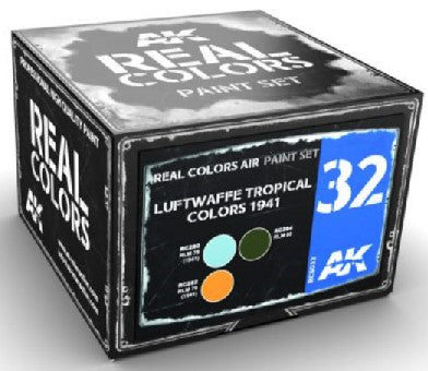 AK Interactive RCS32 Real Colors: Luftwaffe Tropical 1941 Acrylic Lacquer Paint Set (3) 10ml Bottles