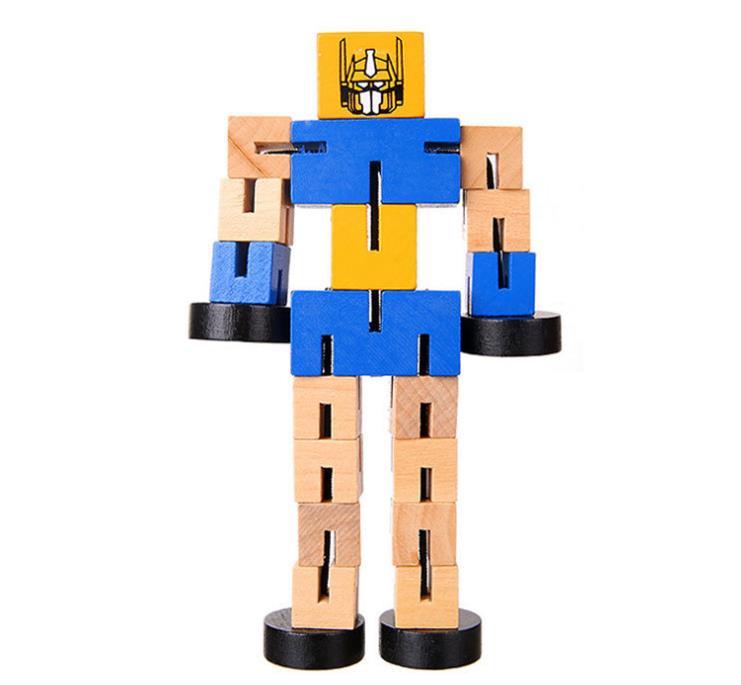 Wooden Robot Puzzle Toy – 3D Educational Assembly Kit for Kids