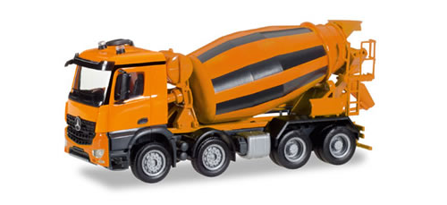 Herpa 308120 HO Scale Mercedes-Benz Arocs Cement Truck - Assembled -- Yellow, Black