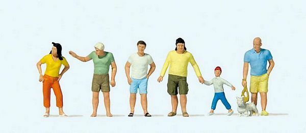 Preiser 10672 HO Scale Passers-By in Summer Clothes -- pkg(6)