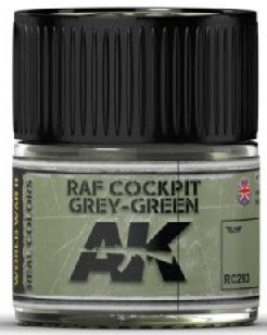 AK Interactive RC293 Real Colors: RAF Cockpit Grey-Green Acrylic Lacquer Paint 10ml Bottle