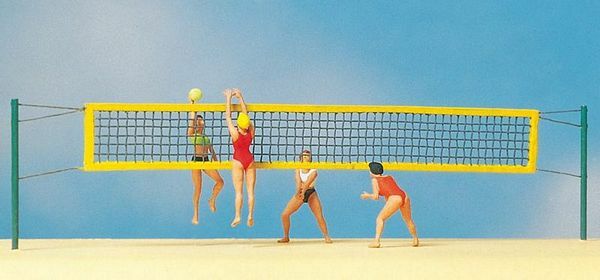 Preiser 10528 HO Scale Recreation & Sports -- Beach Volleyball Players pkg(11)