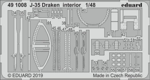 Eduard 491008 1/48 Aircraft- J35 Draken Interior for HSG (Painted)(D)